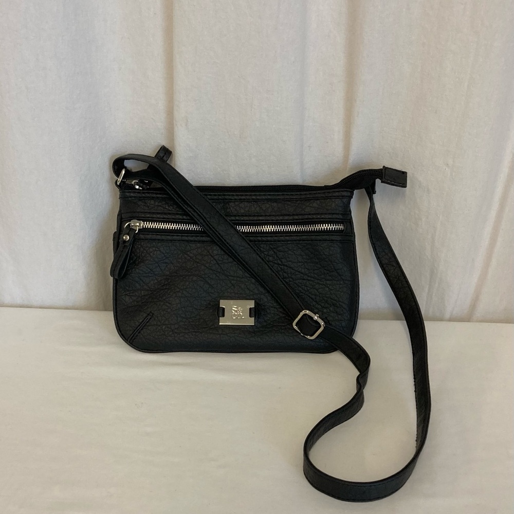 Style & Company Vegan Faux Leather Crossbody Shoulder Bag Purse Black